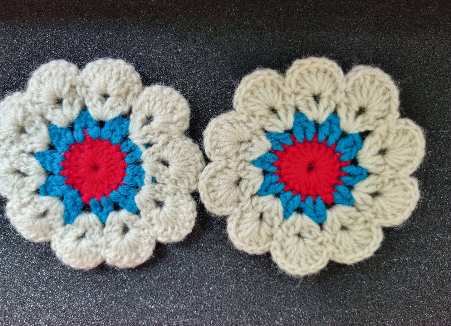 Crochet Flower Coasters - Set of 2