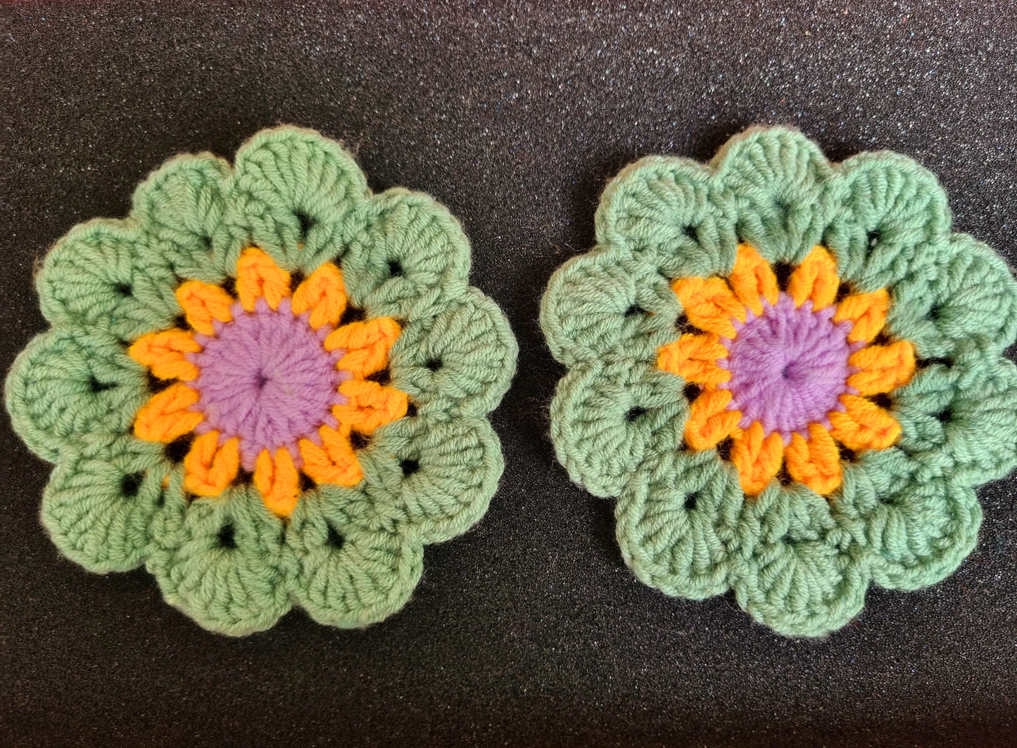 Crochet Flower Coasters - Set of 2