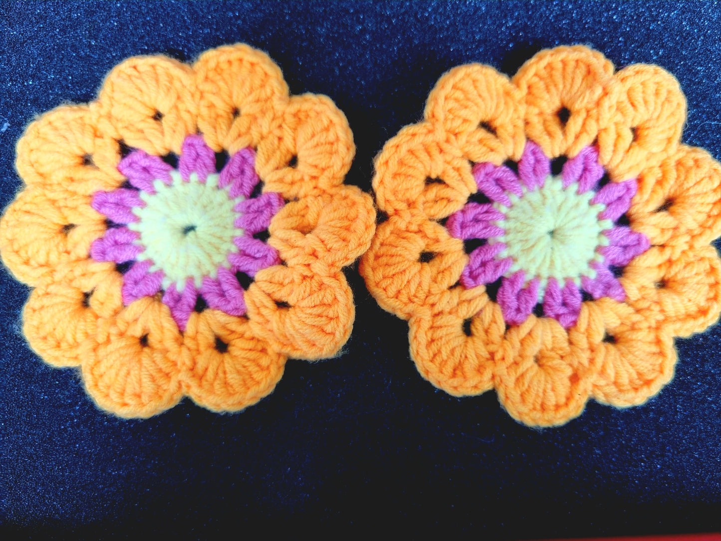 Crochet Flower Coasters - Set of 2