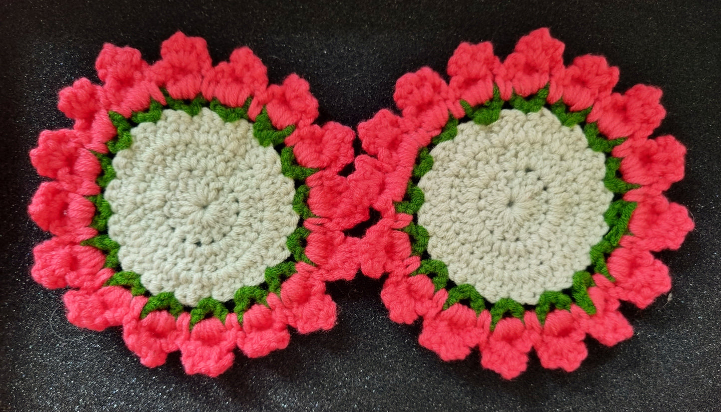 Crochet Flower Coasters - Set of 2