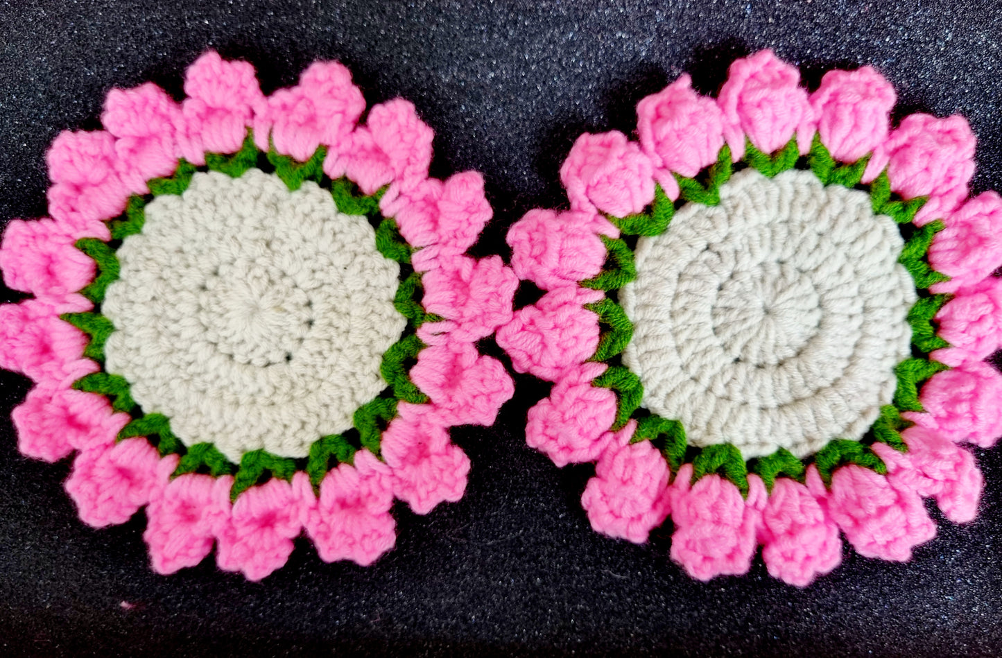 Crochet Flower Coasters - Set of 2